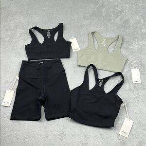 NEW MATE‎ the Label XS Black and Green Sports Bra and Shorts Set